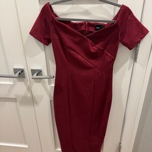 Asos, Burgundy, Midi Length Dress, Off Shoulders, Size US 6
